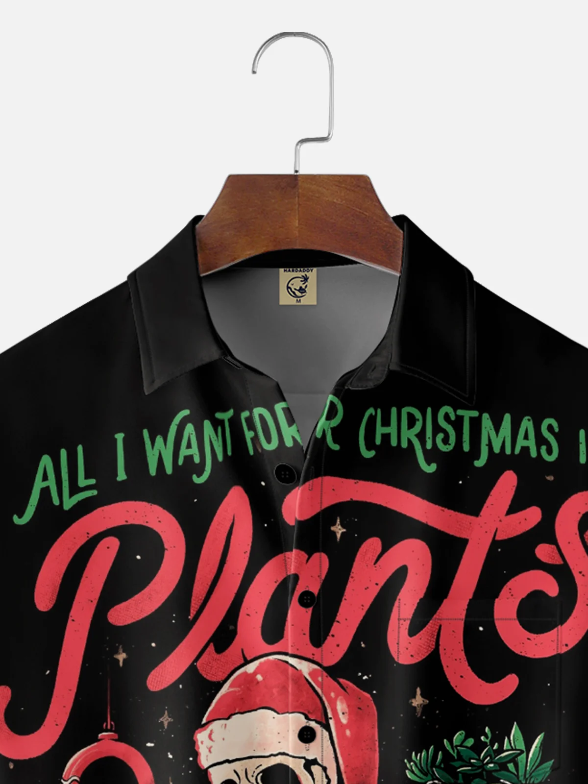 Hardaddy X Eduely Moisture-wicking Christmas Skull Santa Claus Chest Pocket Holiday Shirt