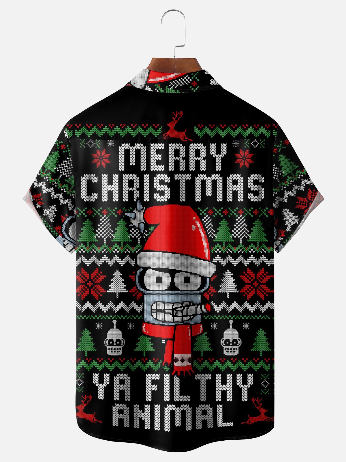 Hardaddy X Eduely Moisture-wicking Christmas Santa Star Robot Chest Pocket Ugly Shirt