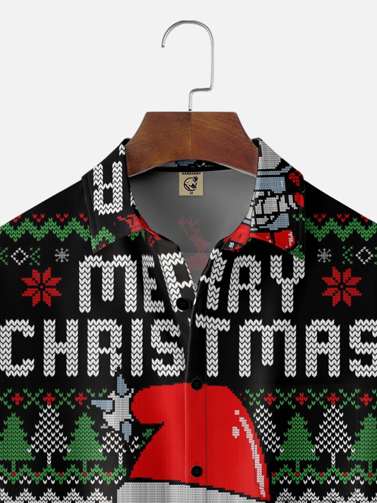 Hardaddy X Eduely Moisture-wicking Christmas Santa Star Robot Chest Pocket Ugly Shirt