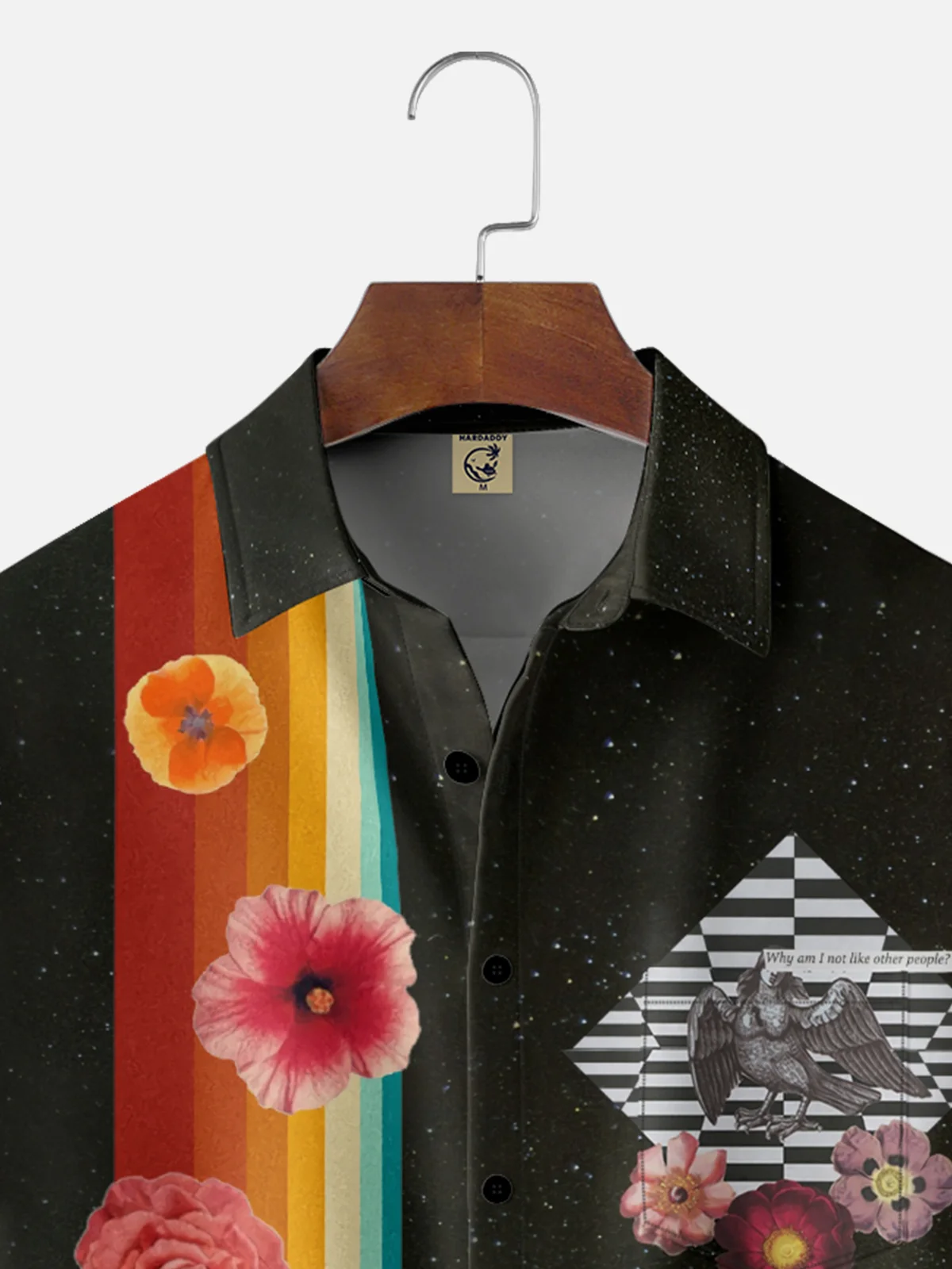 Hardaddy X Lara Rouse Moisture-wicking Floral Stripes Chest Pocket Bowling Shirt