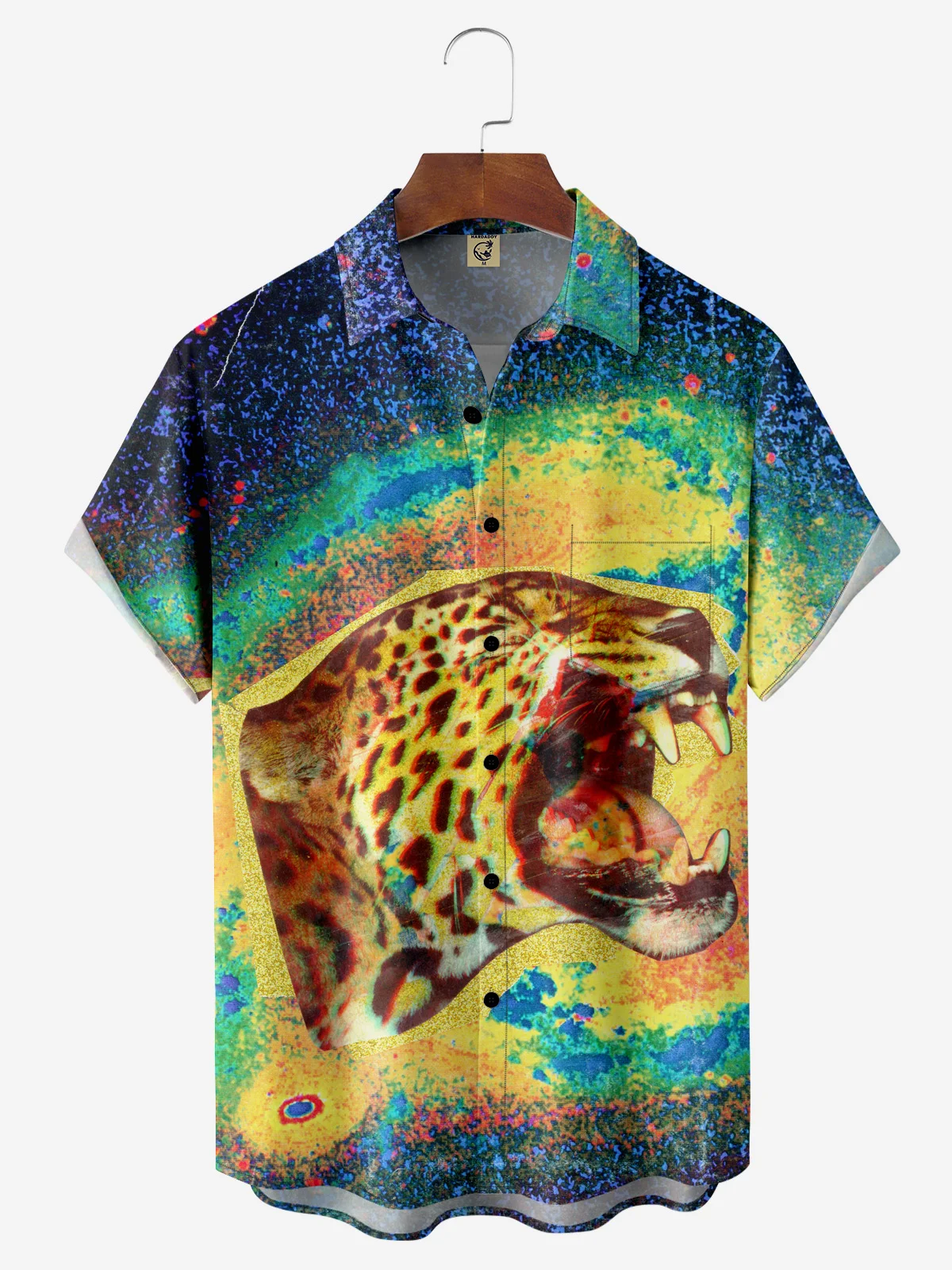 Hardaddy X Lara Rouse Moisture-wicking Tiger Gradient Color Chest Pocket Hawalian Shirt