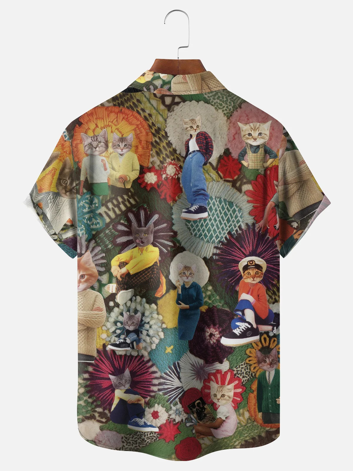 Hardaddy X Lara Rouse Moisture-wicking Cat Floral Chest Pocket Hawalian Shirt