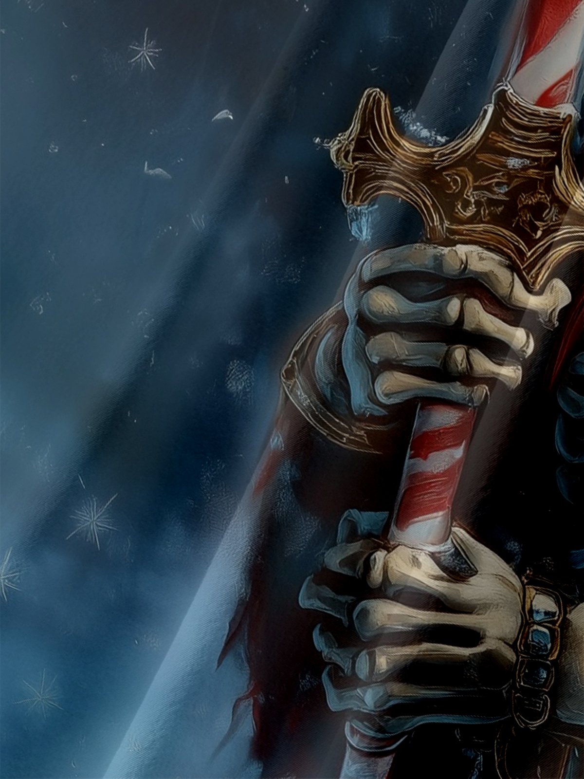 Moisture-wicking Santa Skull Candy Cane Chest Pocket Casual Shirt