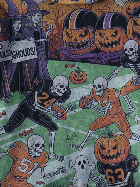 Halloween Skeleton Football Pumpkin Ghost Hoodie Sweatshirt