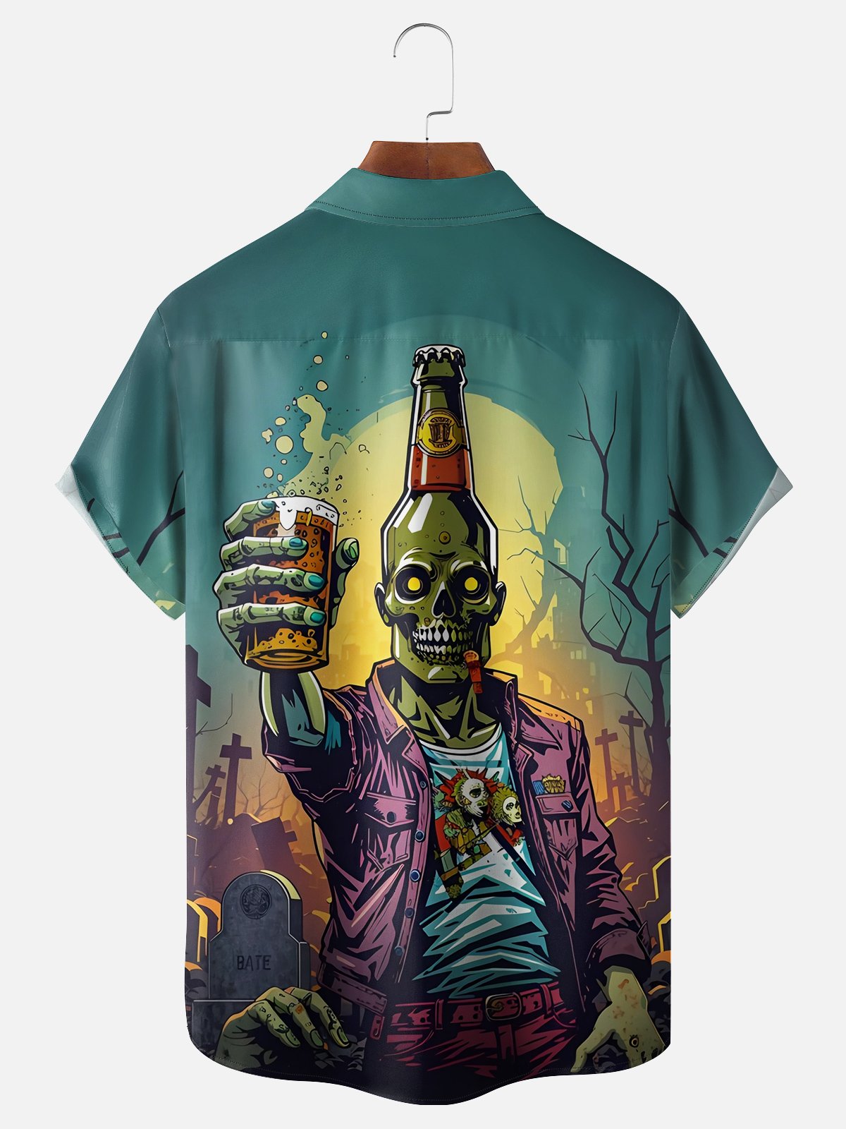 Moisture-wicking Oktoberfest Zombie Chest Pocket Hawaiian Shirt