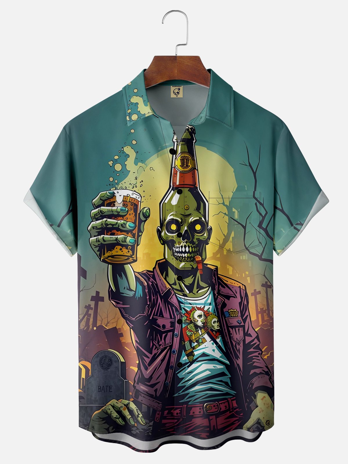 Moisture-wicking Oktoberfest Zombie Chest Pocket Hawaiian Shirt