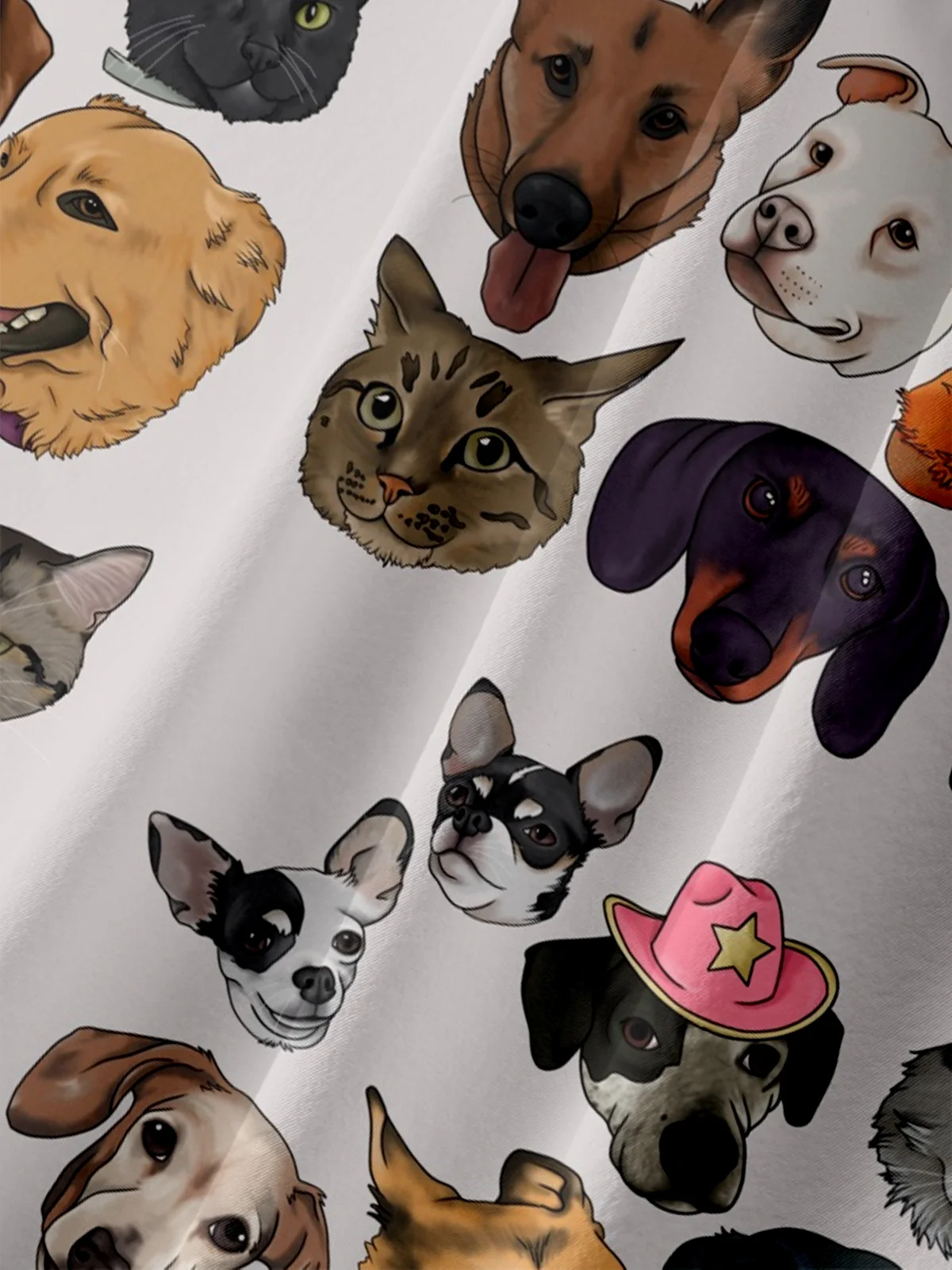 Hardaddy X Anna Lynne Moisture-wicking Cats Dogs Chest Pocket Hawalian Shirt