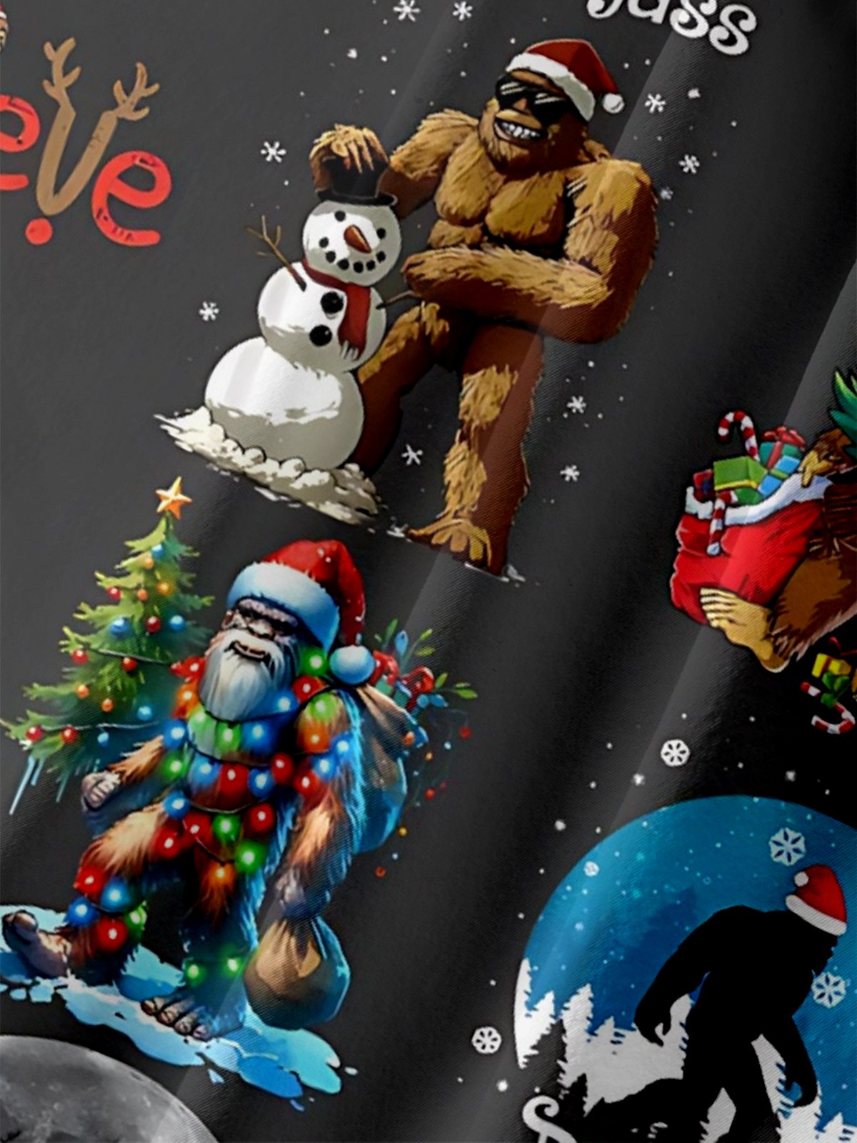 Moisture Wicking Christmas Bigfoot Chest Pocket Hawaiian Shirt