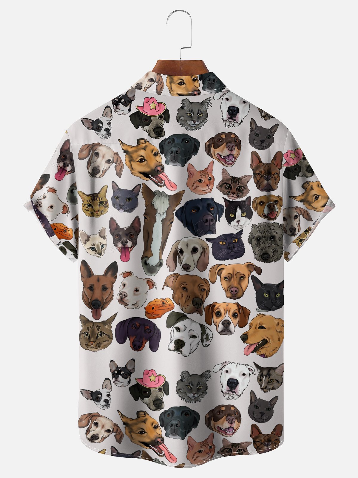 Hardaddy X Anna Lynne Moisture-wicking Cats Dogs Chest Pocket Hawalian Shirt