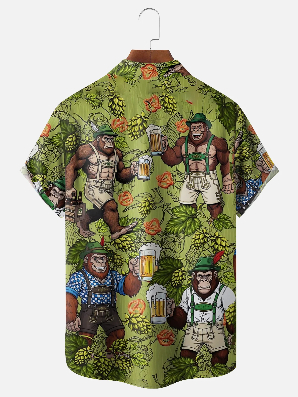 Moisture Wicking Beer Bigfoot Bartender Chest Pocket Hawaiian Shirt