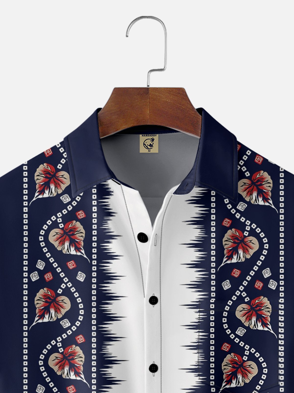Moisture Wicking Striped Floral and Floral Chest Pocket Bowling Shirt