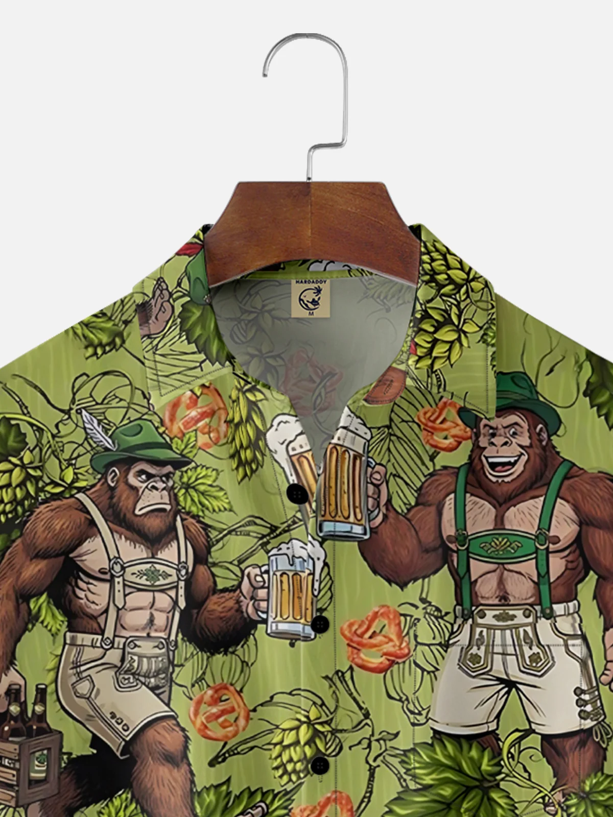 Moisture Wicking Beer Bigfoot Bartender Chest Pocket Hawaiian Shirt