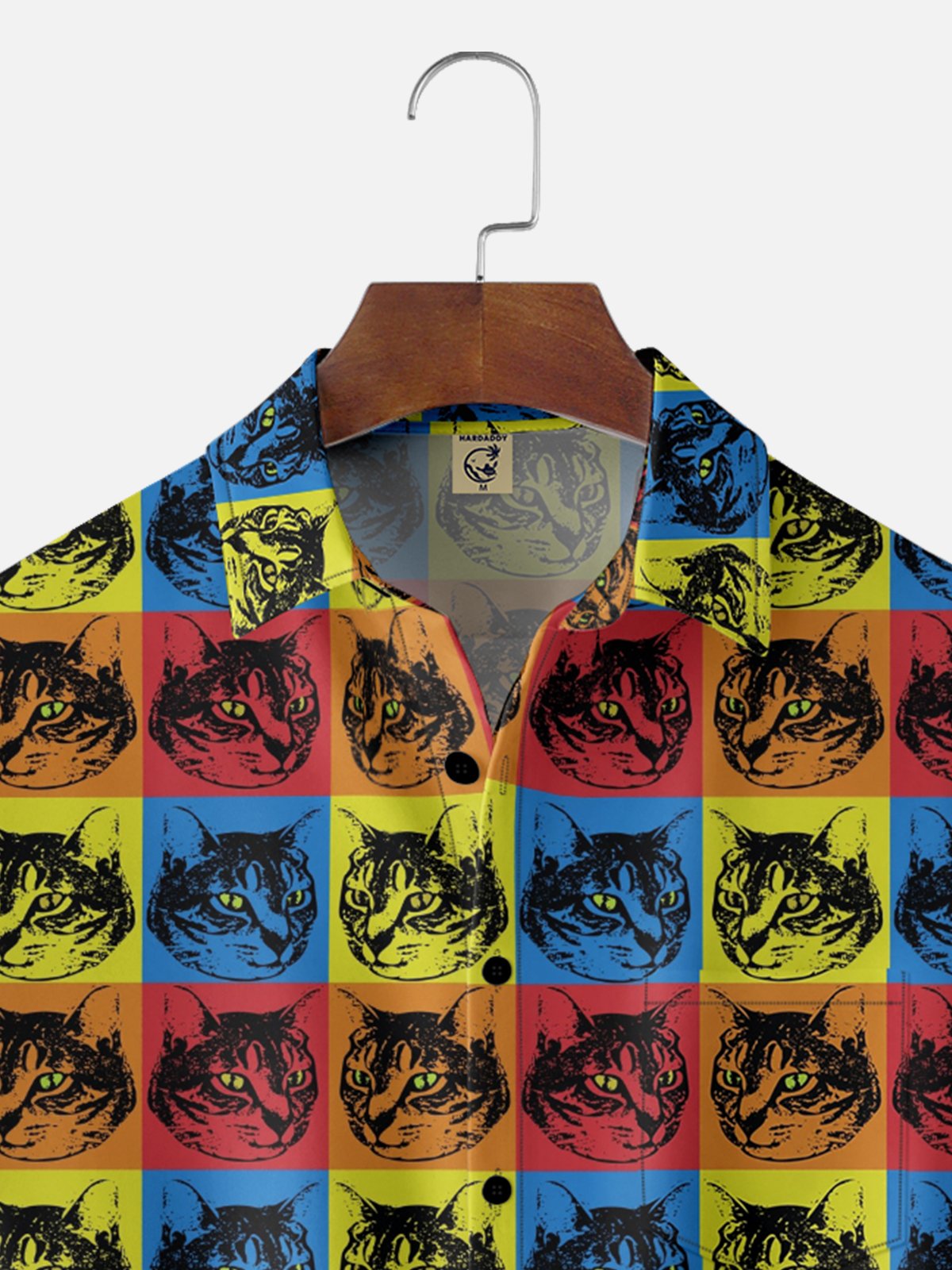 Hardaddy X Anna Lynne Moisture-wicking Cat Multicolor block Chest Pocket Hawalian Shirt
