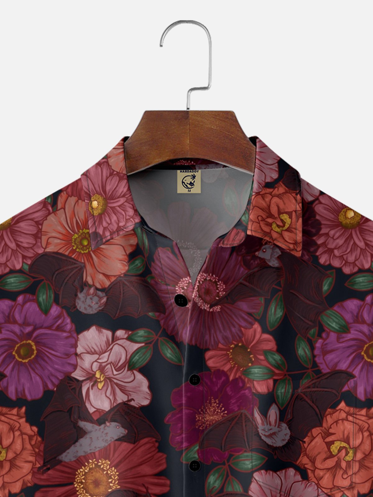 Hardaddy X Anna Lynne Moisture-wicking Flower Bat Chest Pocket Hawalian Shirt
