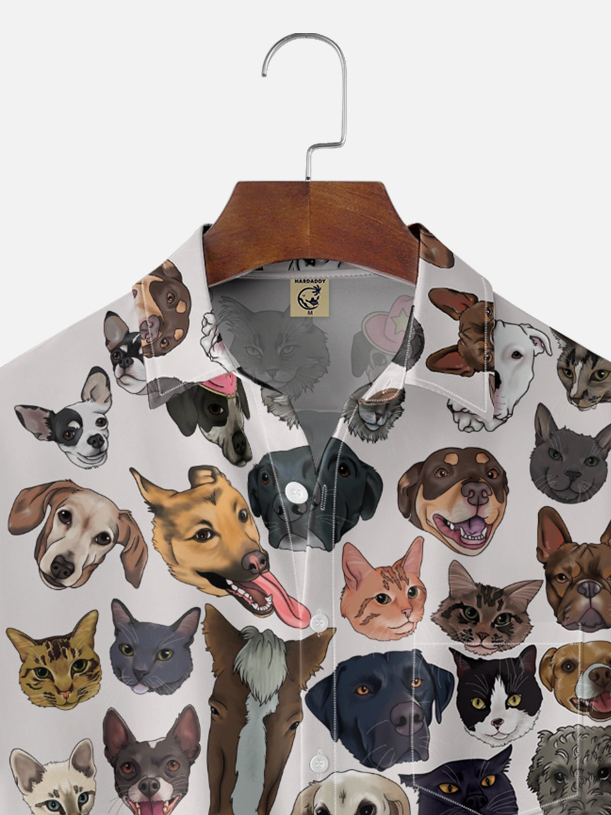 Hardaddy X Anna Lynne Moisture-wicking Cats Dogs Chest Pocket Hawalian Shirt