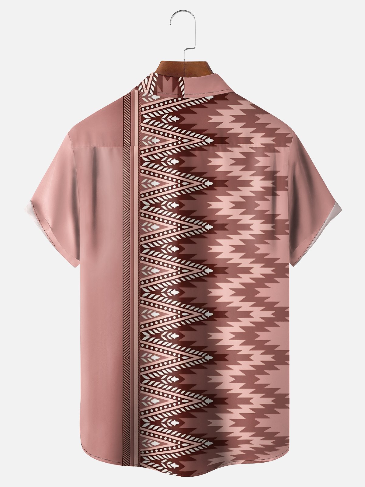 Moisture Wicking Abstract Geometric Stripe Chest Pocket Bowling Shirt