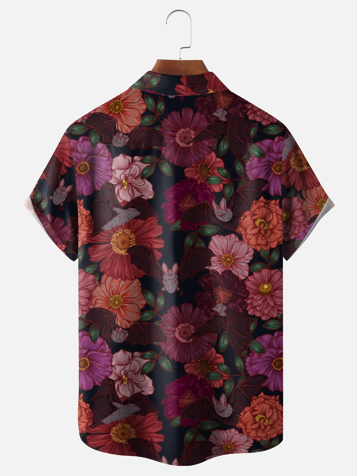 Hardaddy X Anna Lynne Moisture-wicking Flower Bat Chest Pocket Hawalian Shirt