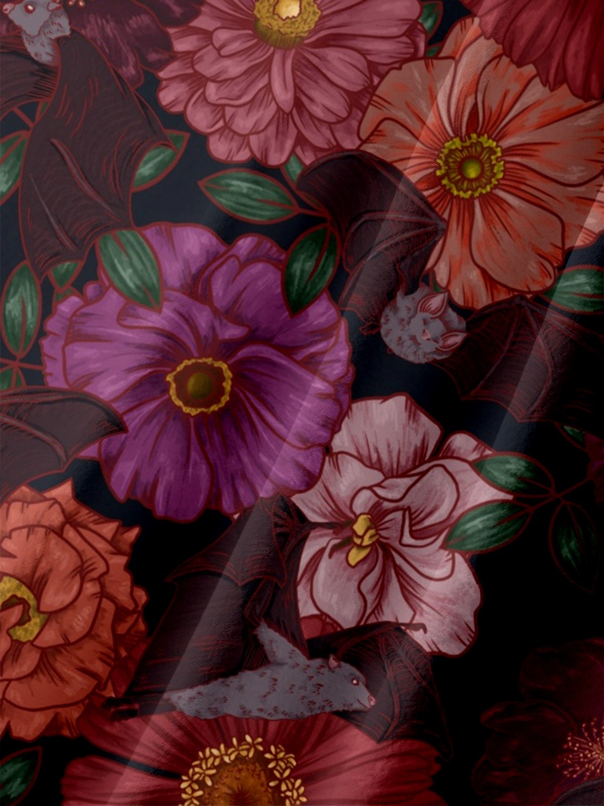 Hardaddy X Anna Lynne Moisture-wicking Flower Bat Chest Pocket Hawalian Shirt