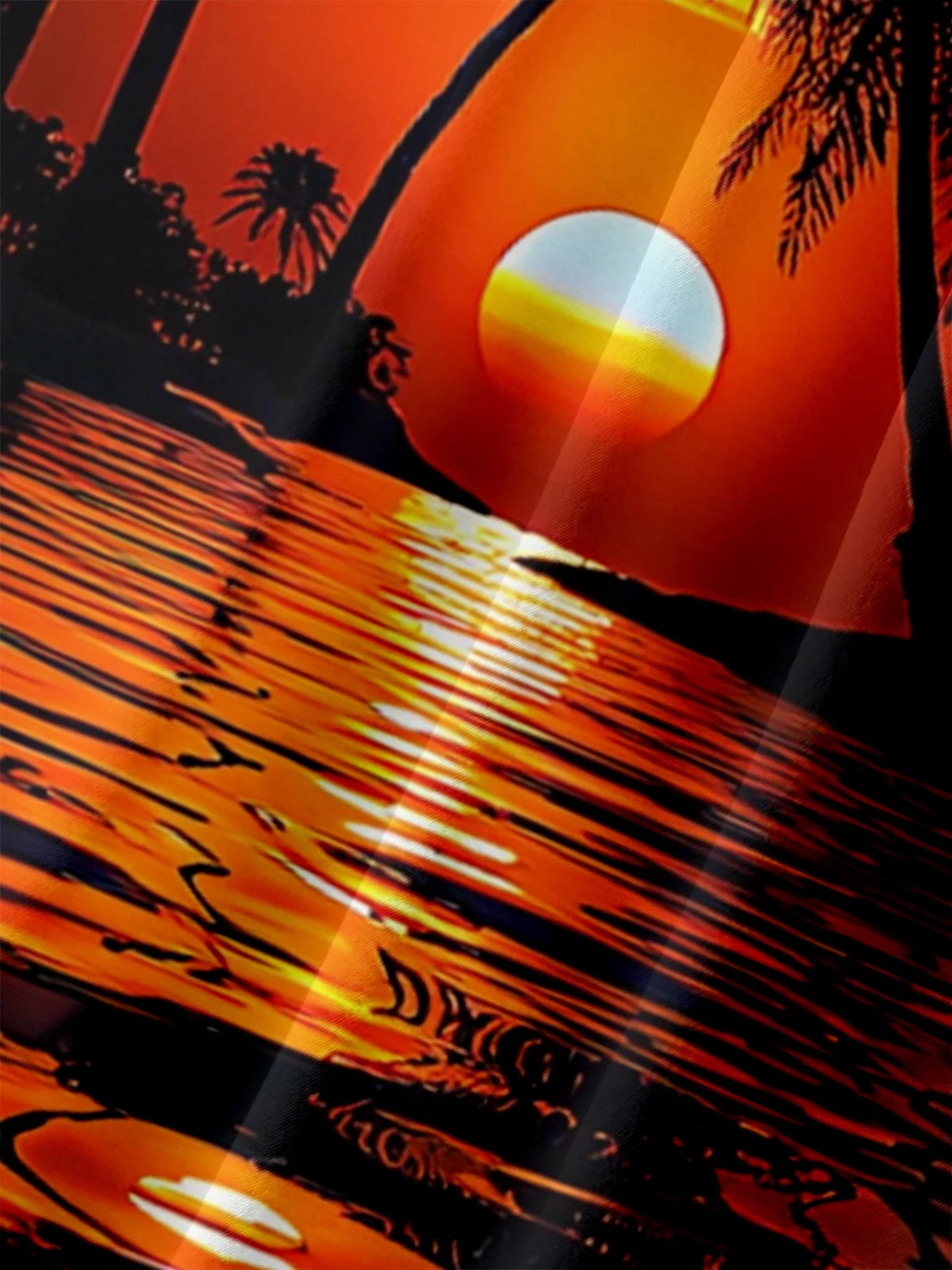 Big Size Moisture-wicking Sunset Beach Coconut Tree Art Chest Pocket Hawaiian Shirt