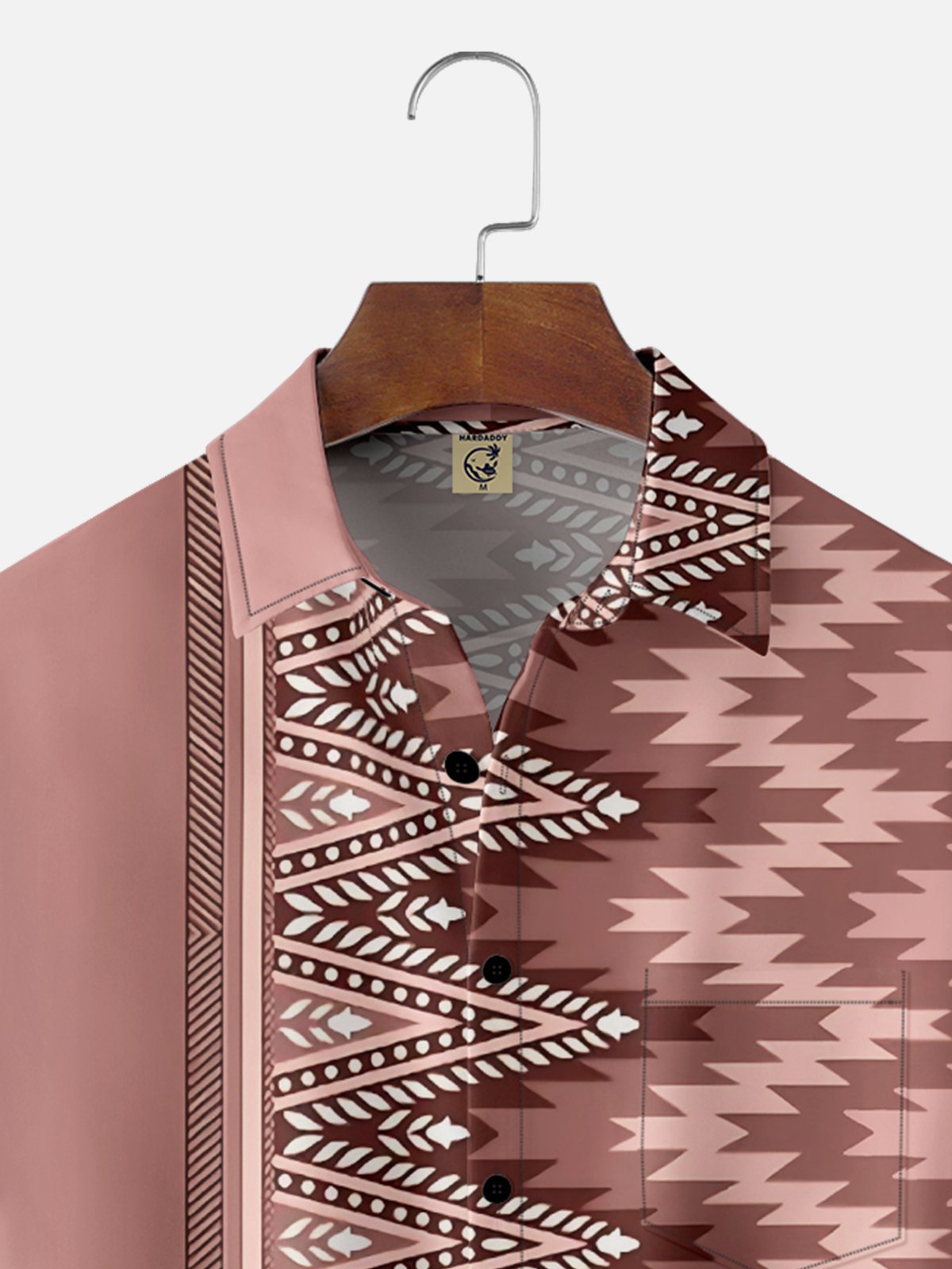 Moisture Wicking Abstract Geometric Stripe Chest Pocket Bowling Shirt