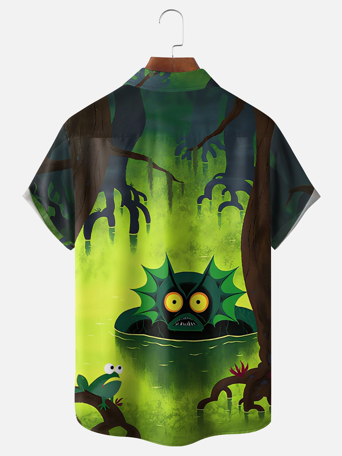 Moisture Wicking Scooby-Doo Swamp Monster Chest Pocket Hawaiian Shirt