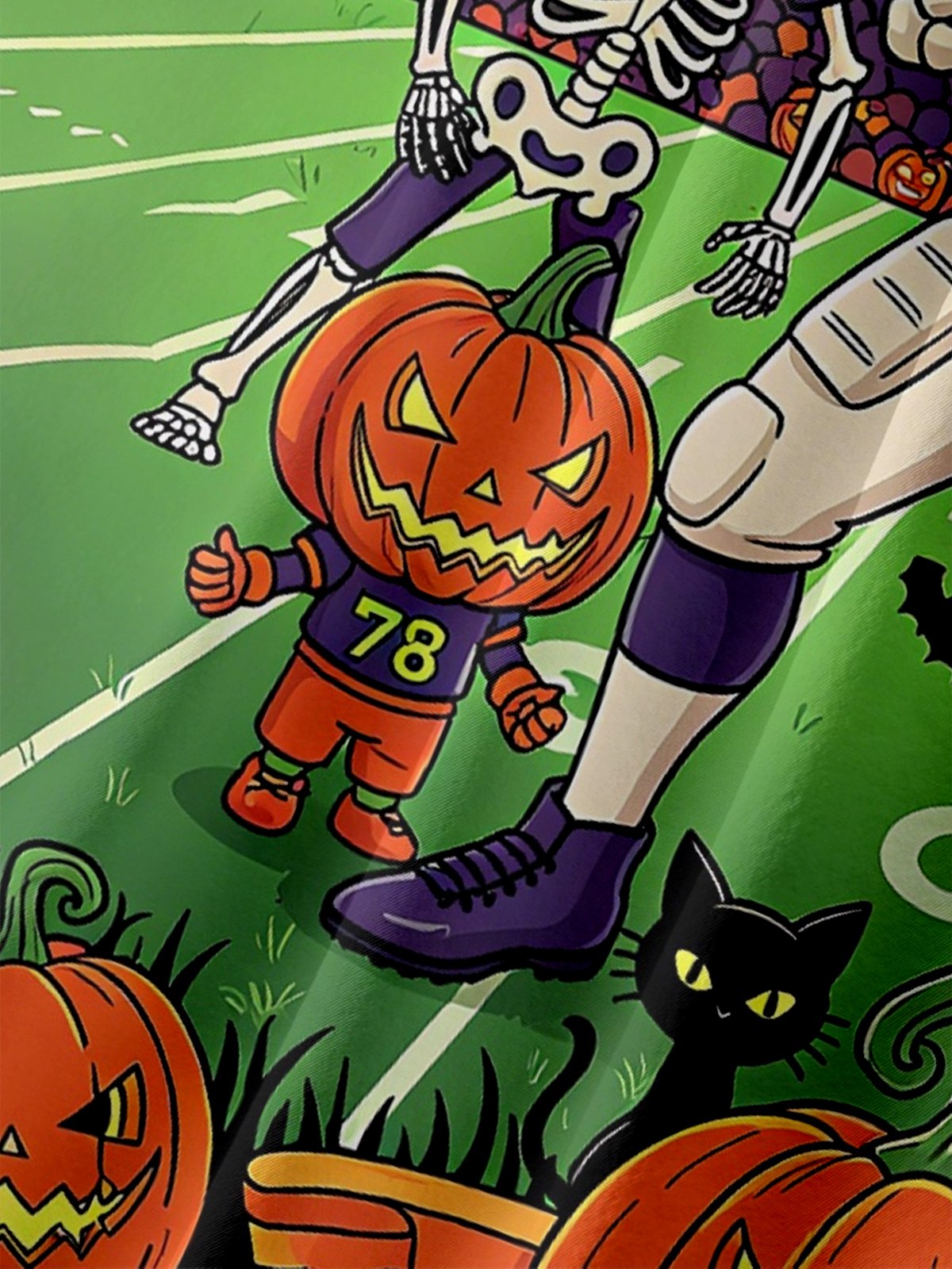 Moisture Wicking Halloween Football Game Chest Pocket Hawaiian Shirt