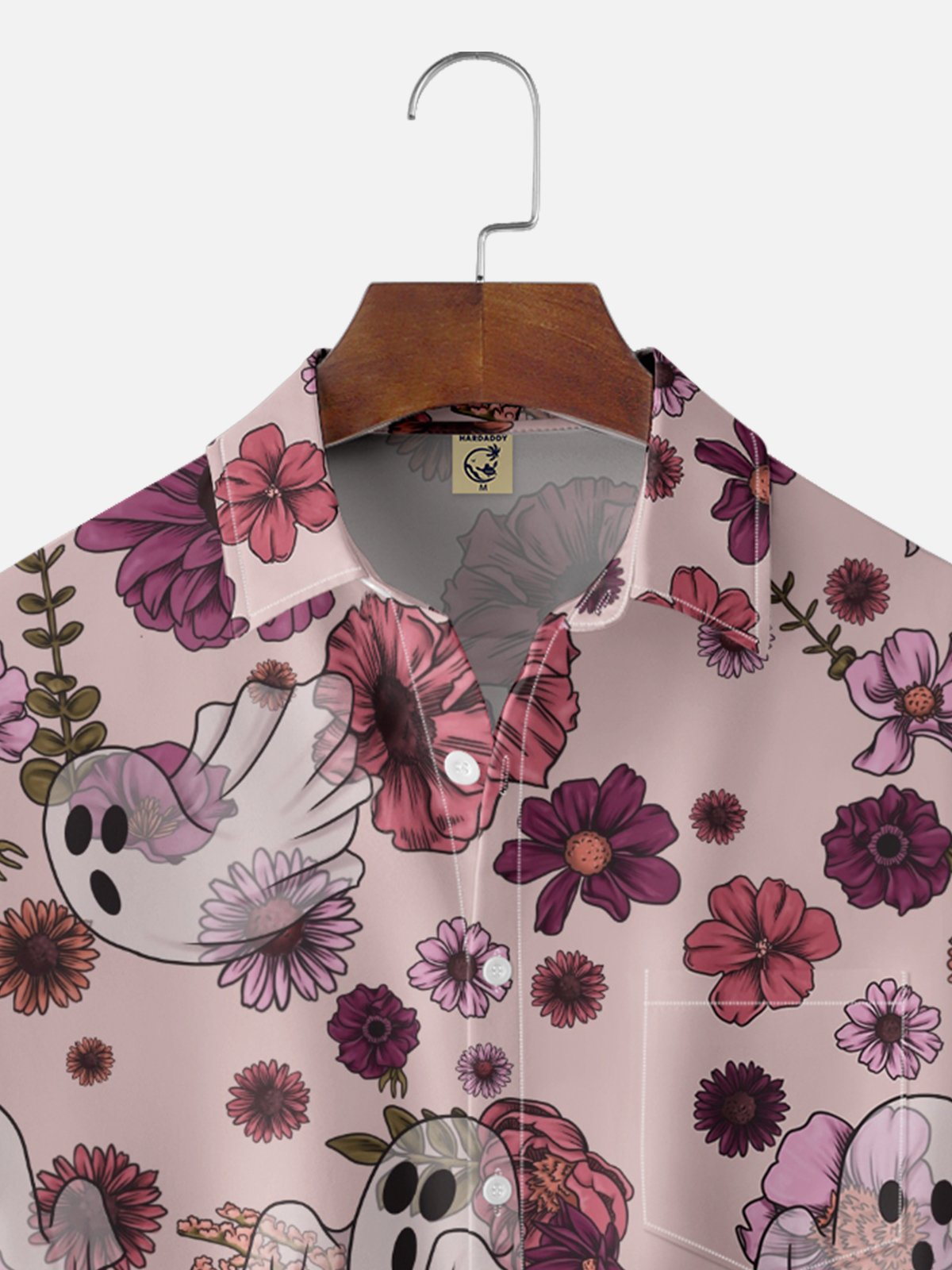 Hardaddy X Anna Lynne Moisture-wicking Flower Ghost Chest Pocket Hawalian Shirt