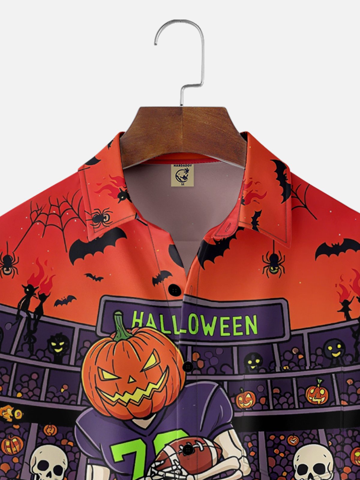 Moisture Wicking Halloween Football Game Chest Pocket Hawaiian Shirt