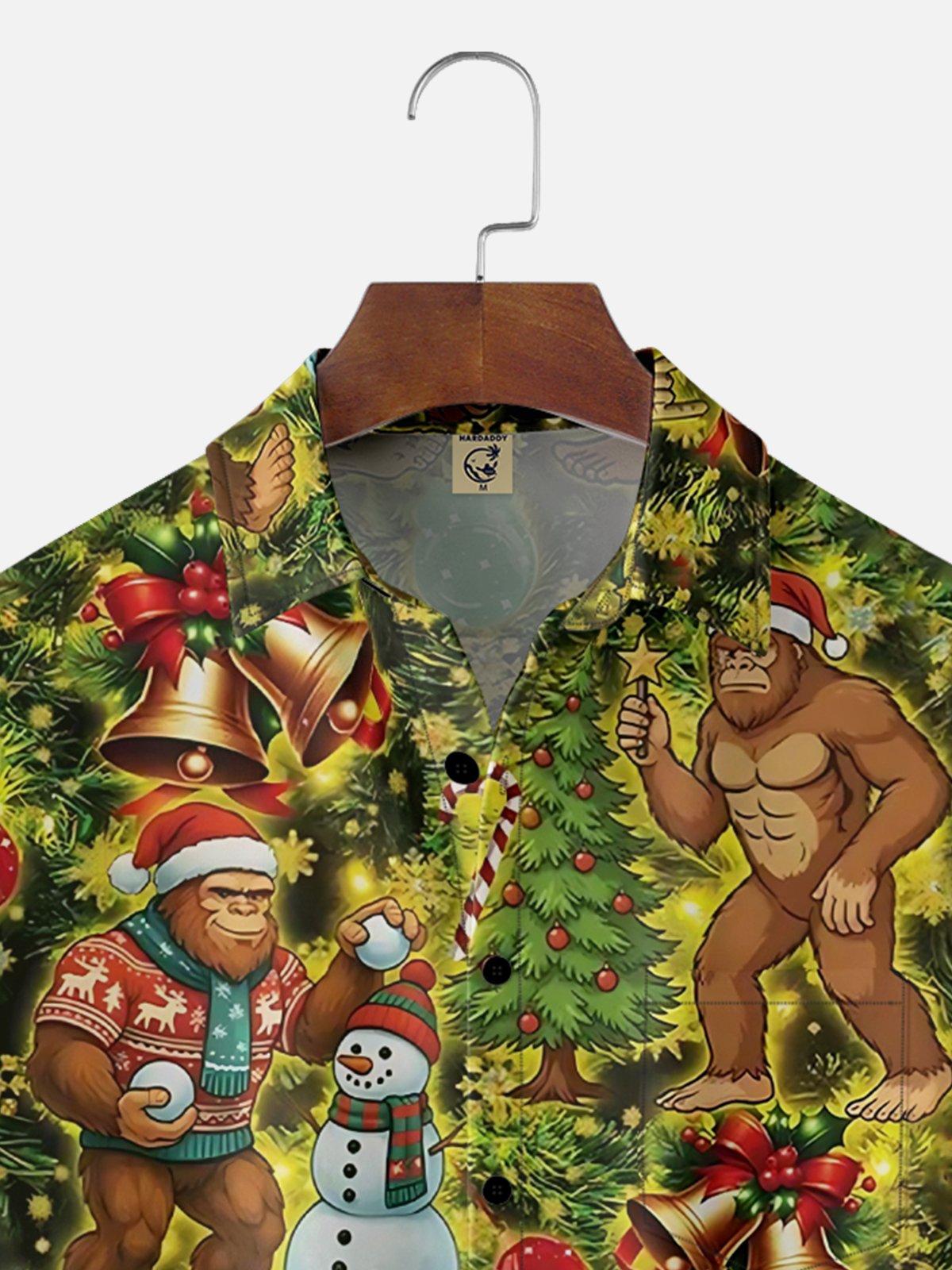 Moisture Wicking Christmas Bigfoot Chest Pocket Hawaiian Shirt
