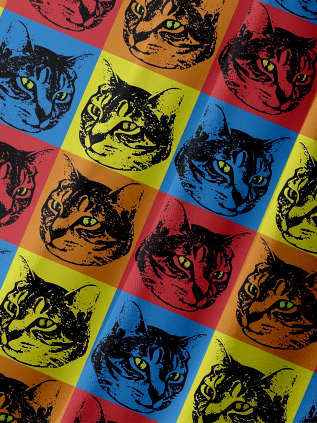 Hardaddy X Anna Lynne Moisture-wicking Cat Multicolor block Chest Pocket Hawalian Shirt