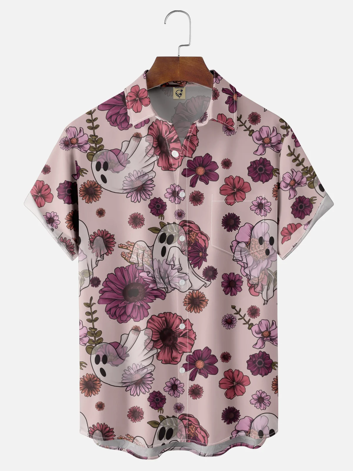Hardaddy X Anna Lynne Moisture-wicking Flower Ghost Chest Pocket Hawalian Shirt