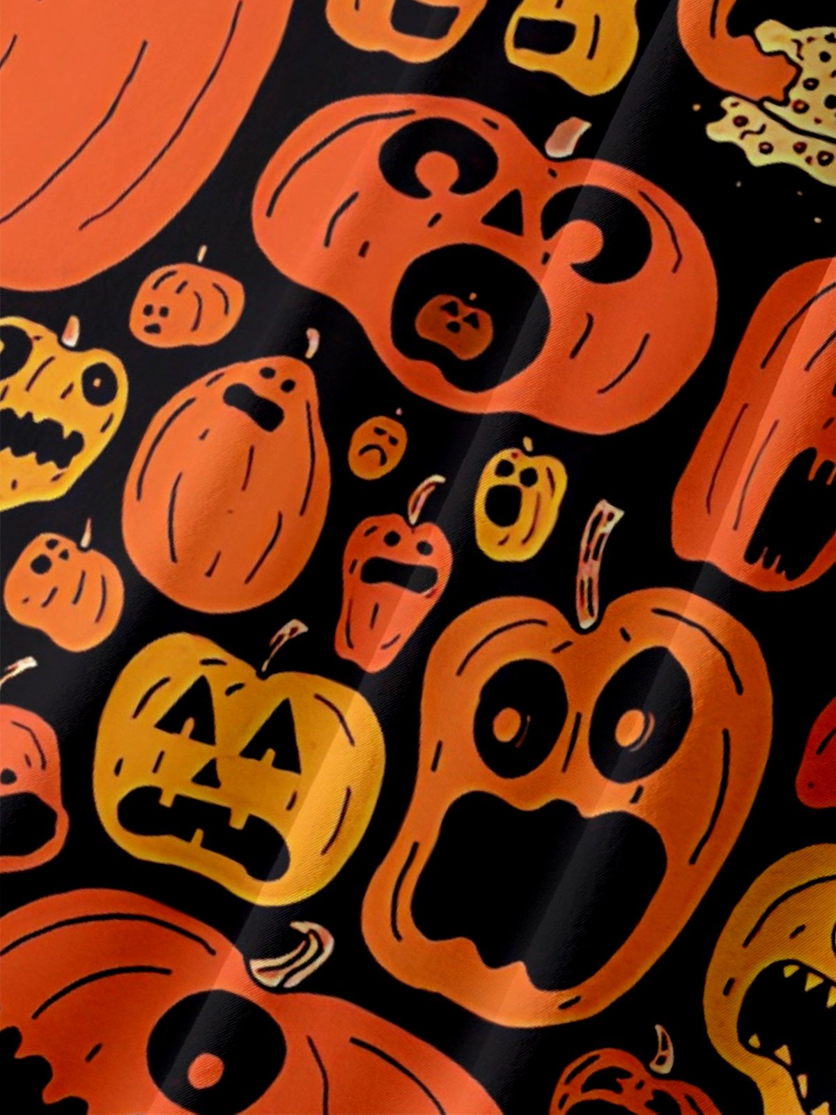Moisture-Wicking Halloween Pumpkin Chest Pocket Hawaiian Shirt