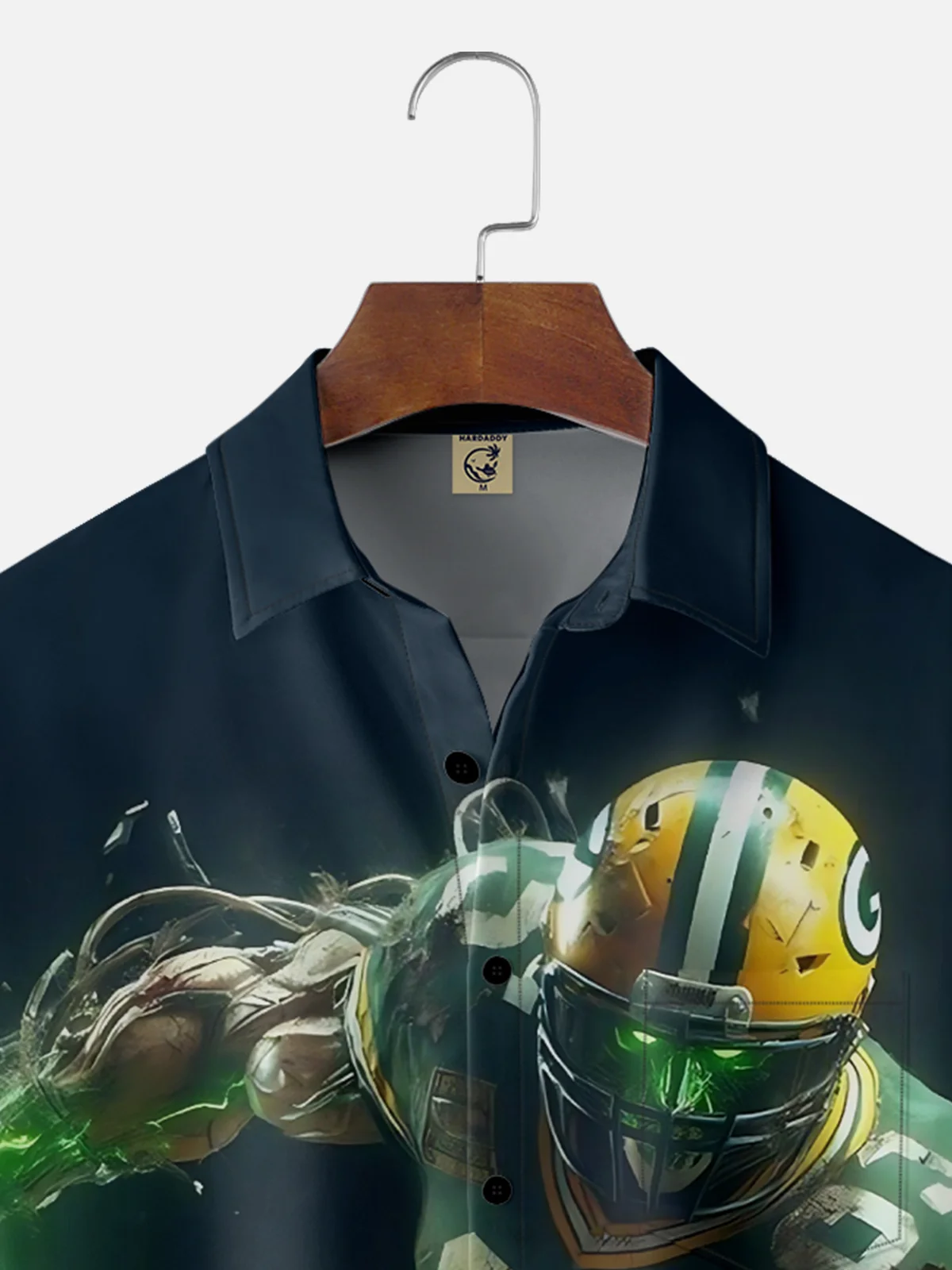 Moisture-wicking American Football Green Bay Fun Packers Chest Pocket Casual Shirt