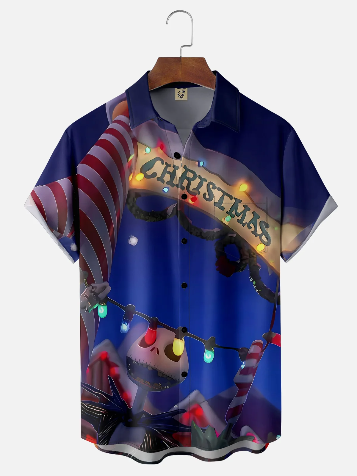 Moisture-wicking Christmas Fun Skull Chest Pocket Casual Shirt