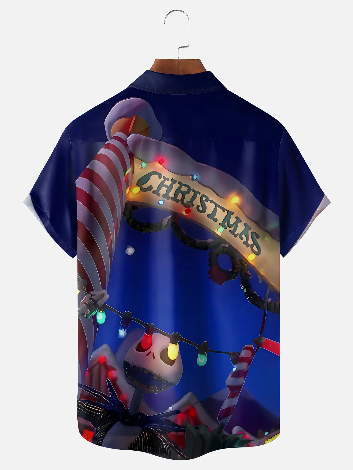 Moisture-wicking Christmas Fun Skull Chest Pocket Casual Shirt