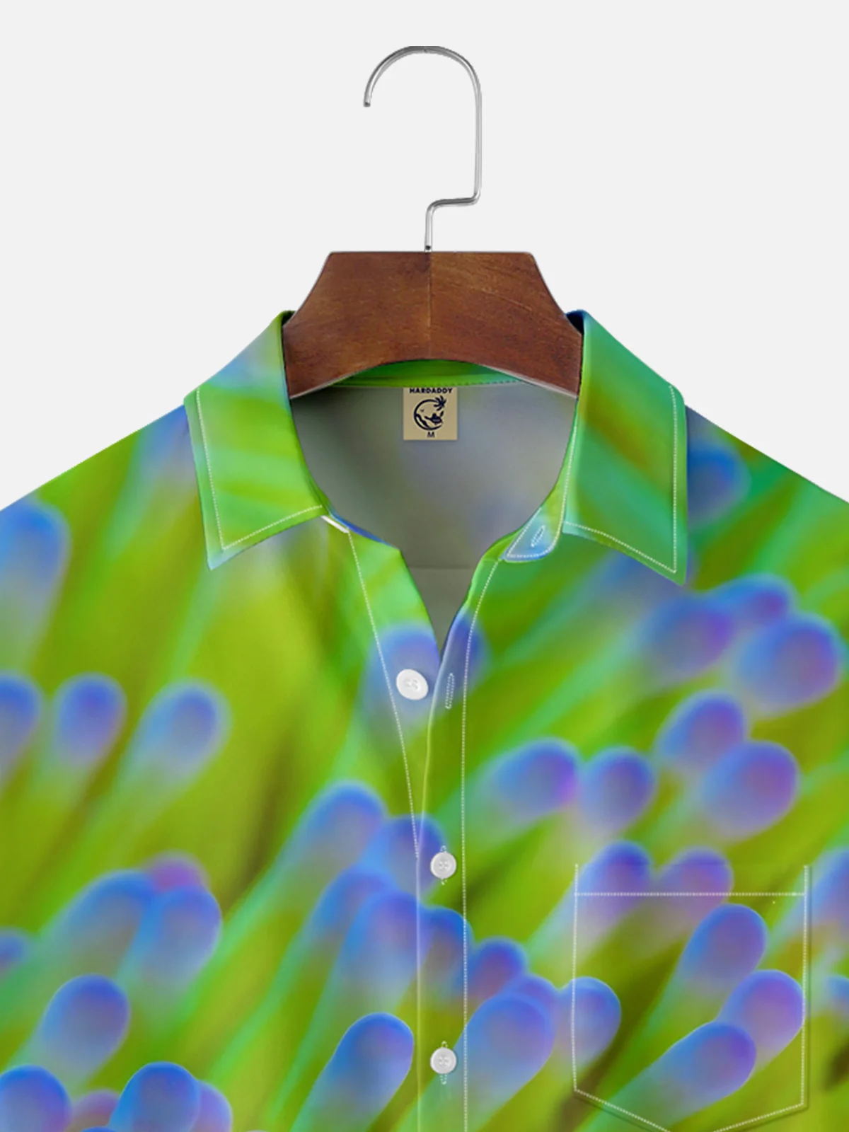 Moisture-wicking Coral Reef Clownfish Fun Chest Pocket Hawaiian Shirt
