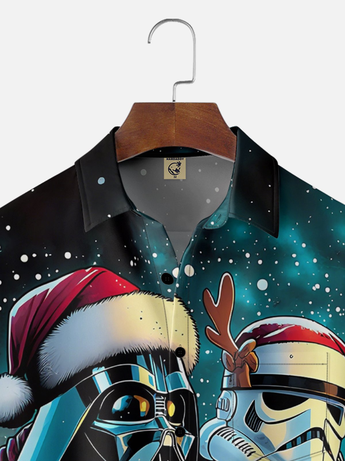Moisture-Wicking Christmas Star Robot Chest Pocket Hawaiian Shirt