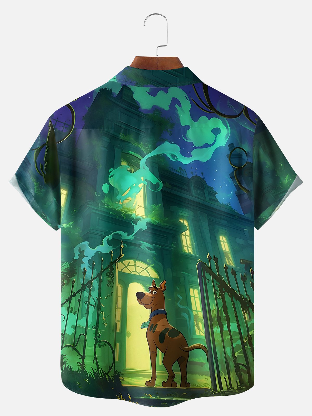 Big Size Moisture-wicking Halloween Castle Dalmatian Chest Pocket Casual Shirt