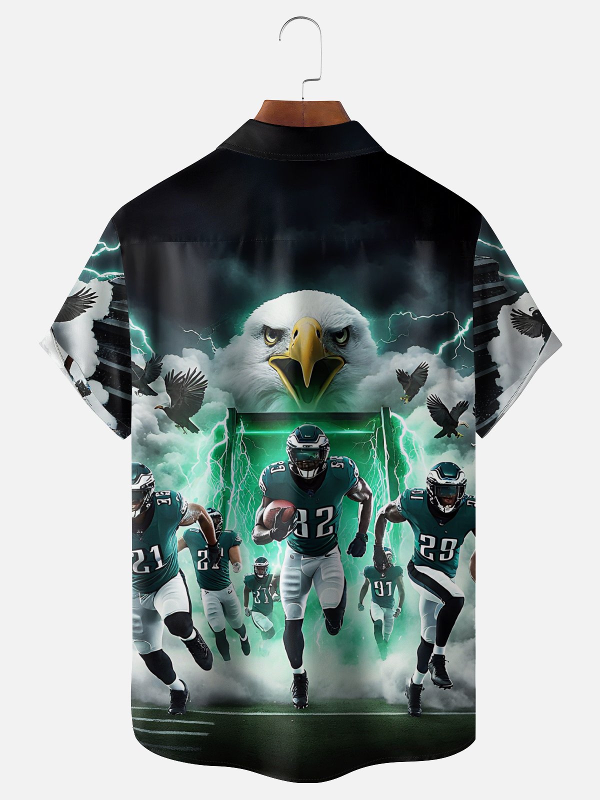 Moisture-wicking American Football Philadelphia Art Eagles Chest Pocket Casual Shirt