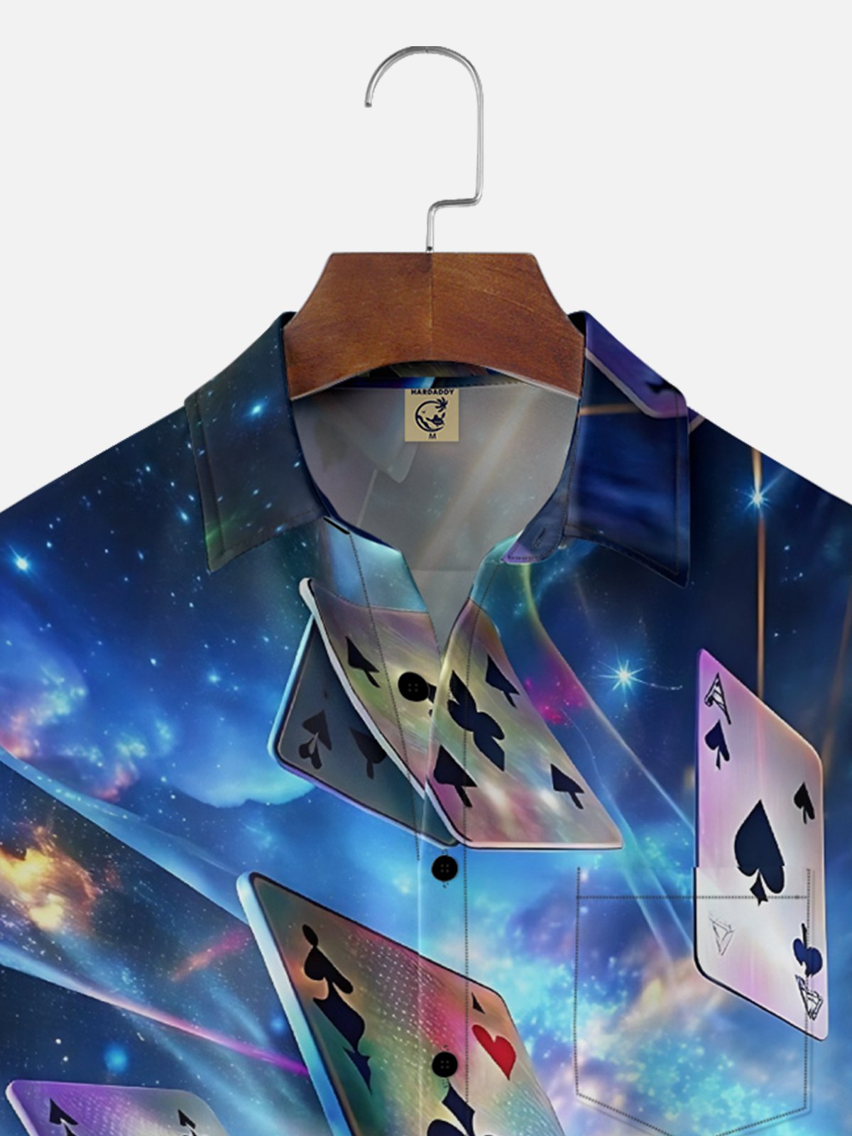 Moisture-wicking Playing Card Art Chest Pocket Hawaiian Shirt