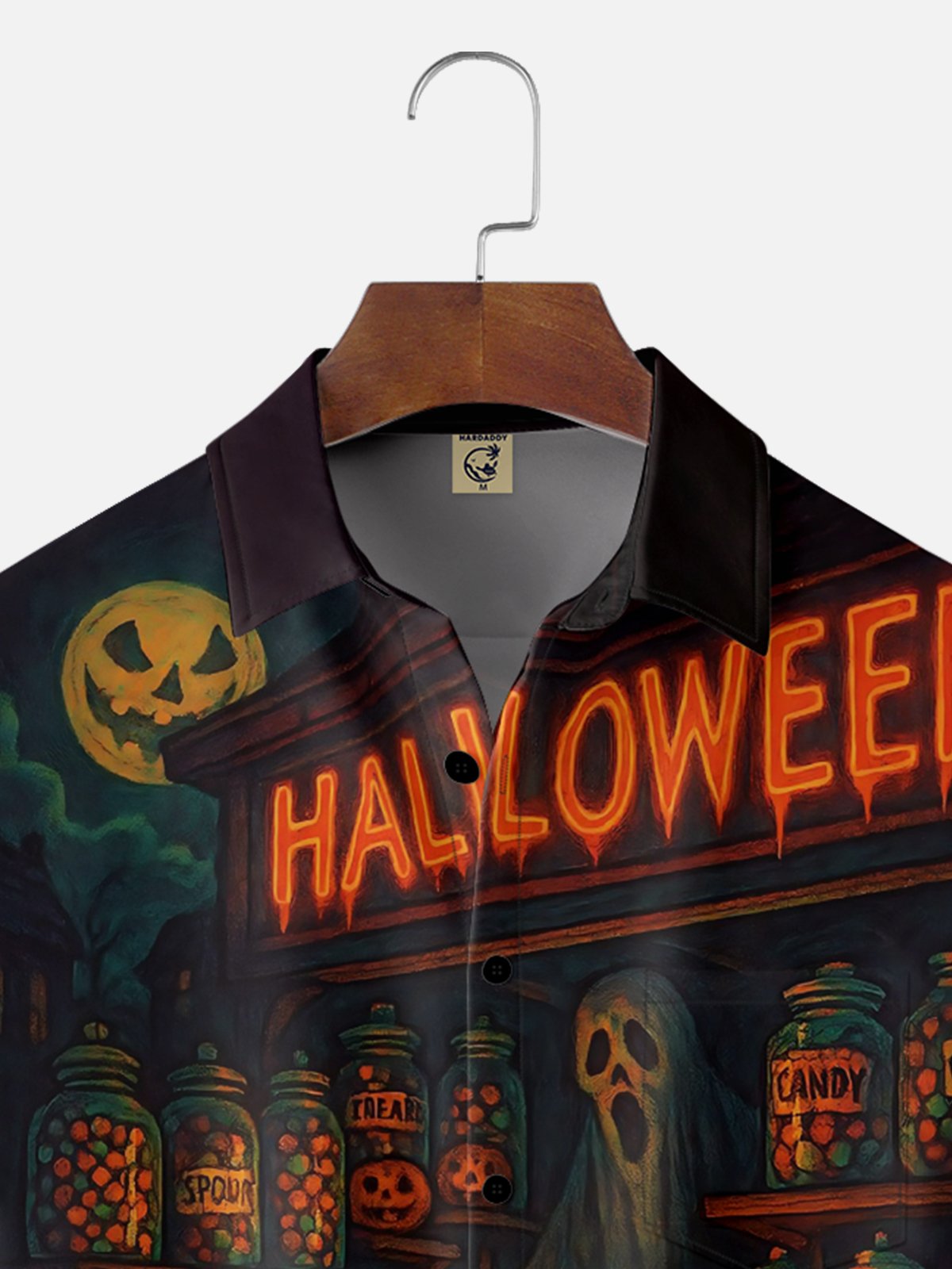 Moisture-wicking Halloween Candy Skull Chest Pocket Casual Shirt