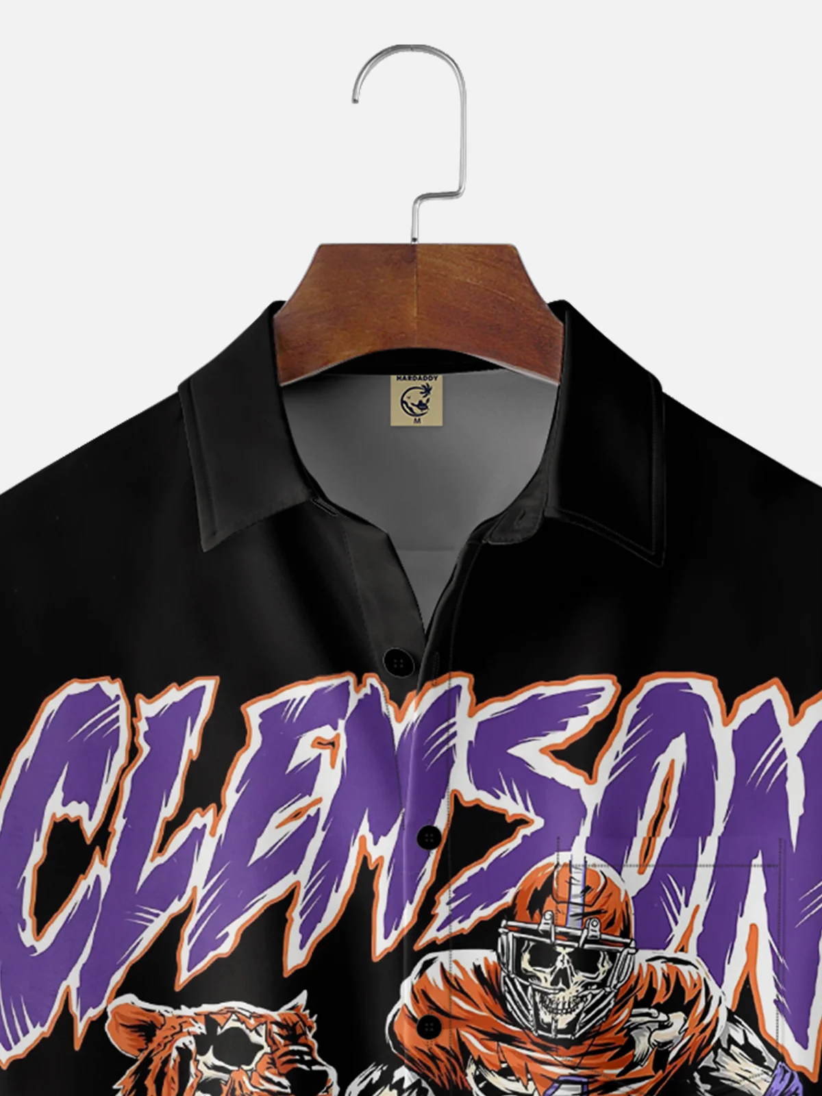 Moisture-wicking American Football Clemson Fun Tigers Chest Pocket Casual Shirt