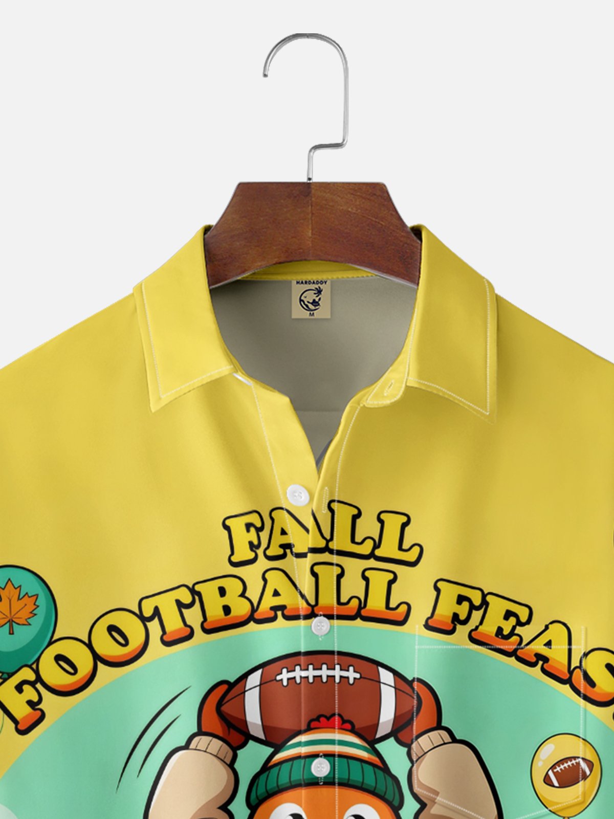 Moisture-wicking Thanksgiving American Football Turkey Chest Pocket Casual Shirt