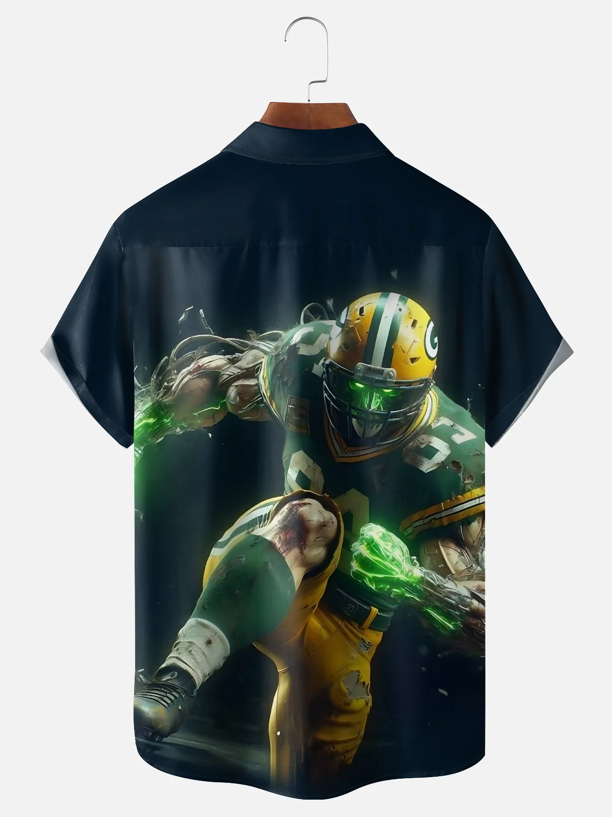 Moisture-wicking American Football Green Bay Fun Packers Chest Pocket Casual Shirt