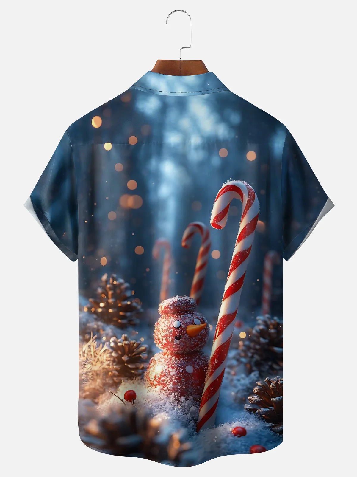 Moisture-wicking Christmas Candy Cane Christmas Tree Chest Pocket Casual Shirt