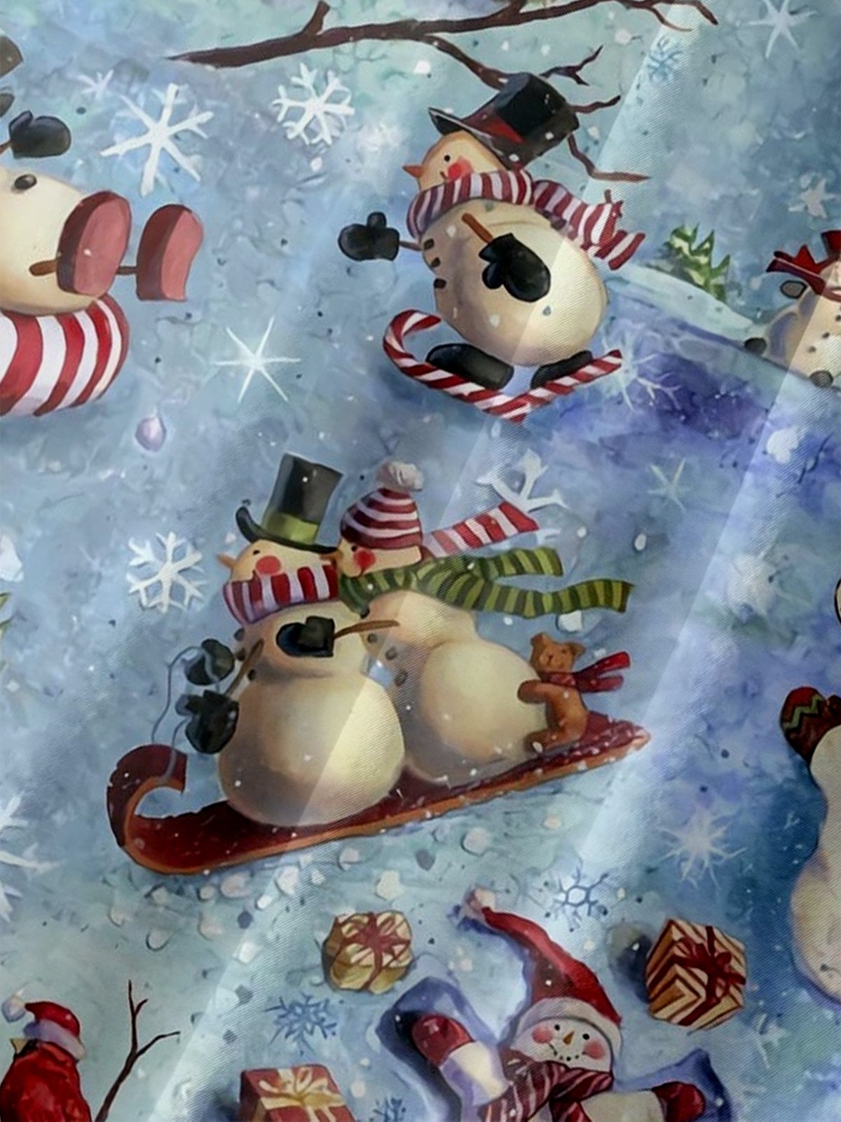 Moisture Wicking Christmas Snowman Chest Pocket Hawaiian Shirt