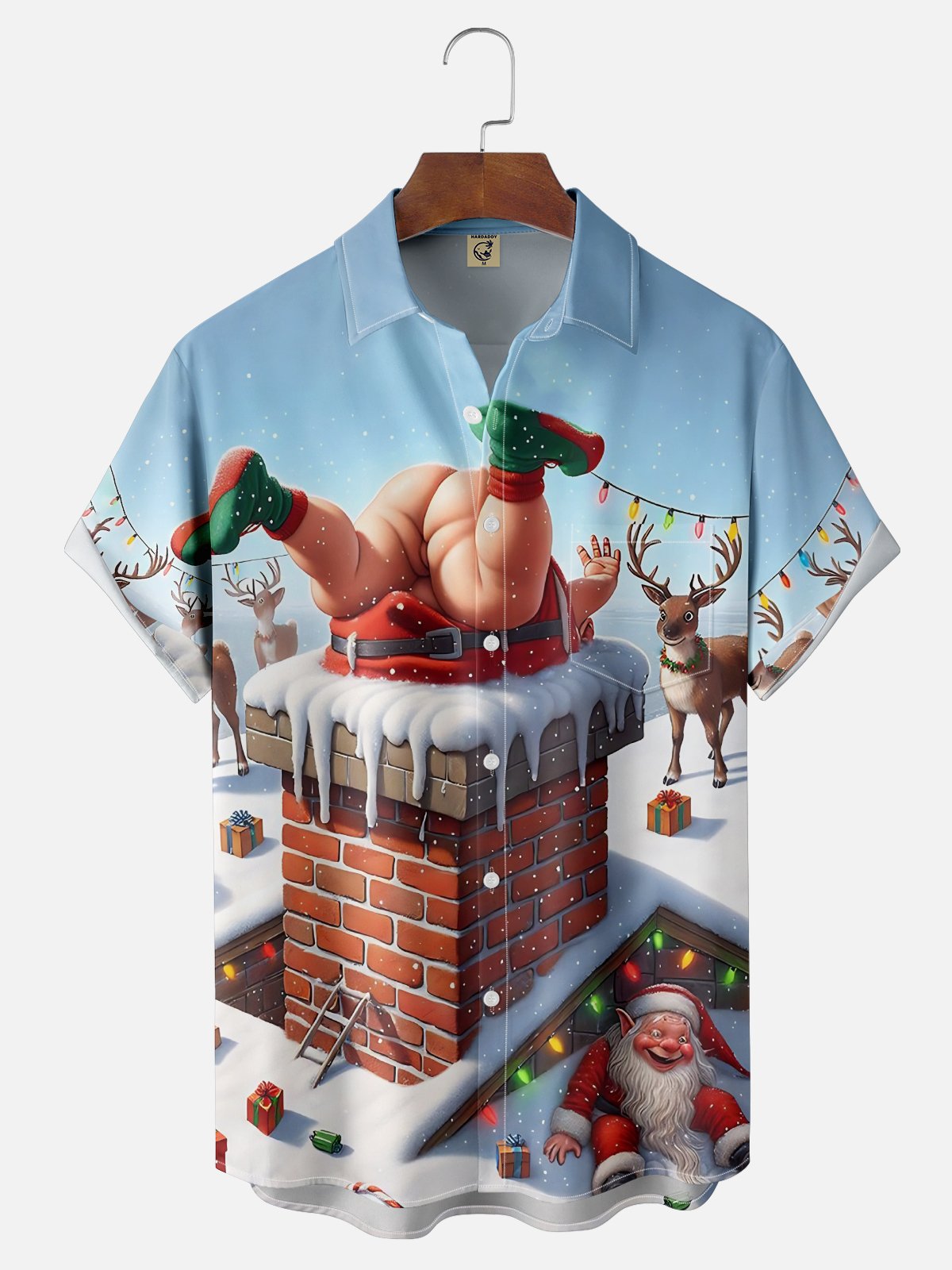 Moisture Wicking Funny Santa Chest Pocket Hawaiian Shirt
