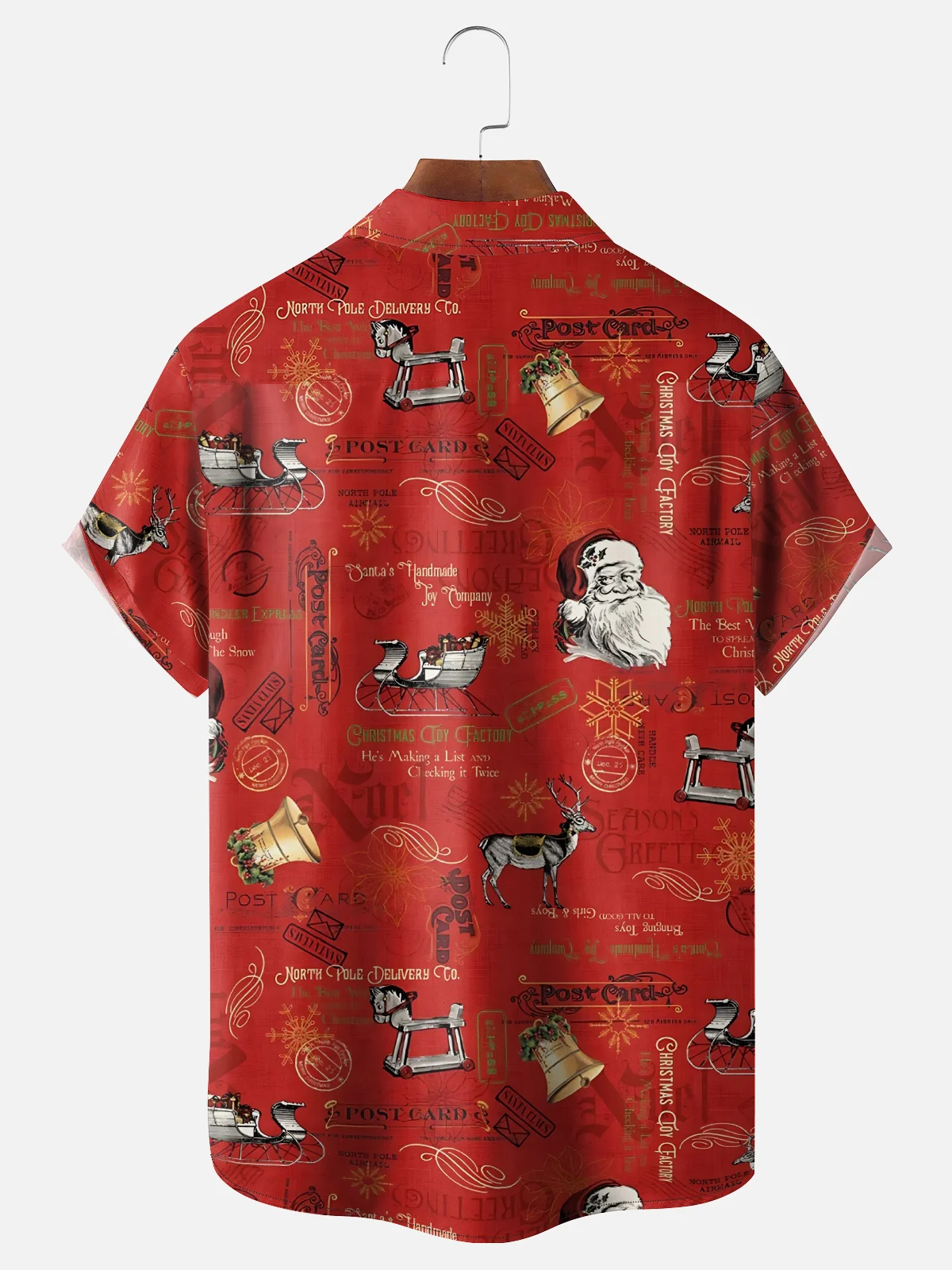 Moisture Wicking Christmas Santa Chest Pocket Hawaiian Shirt