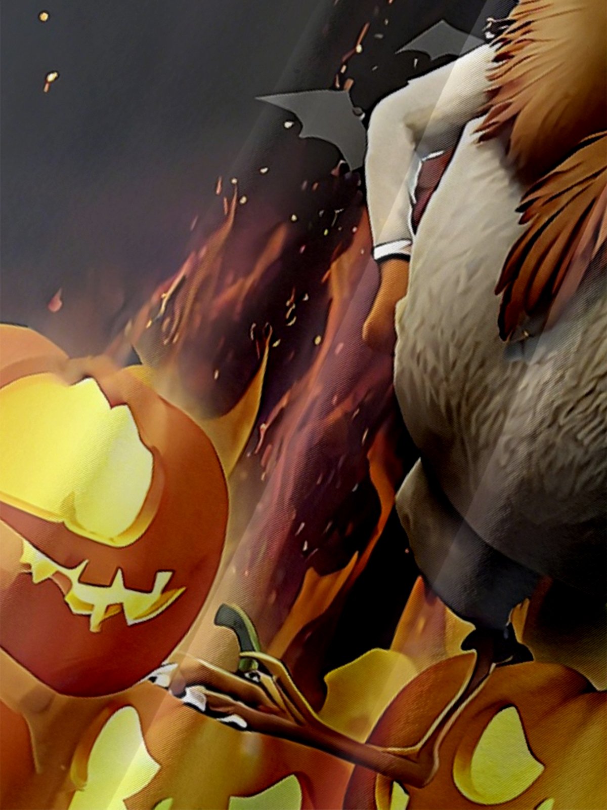 Moisture Wicking Fun Halloween Pumpkin Chicken Chest Pocket Hawaiian Shirt