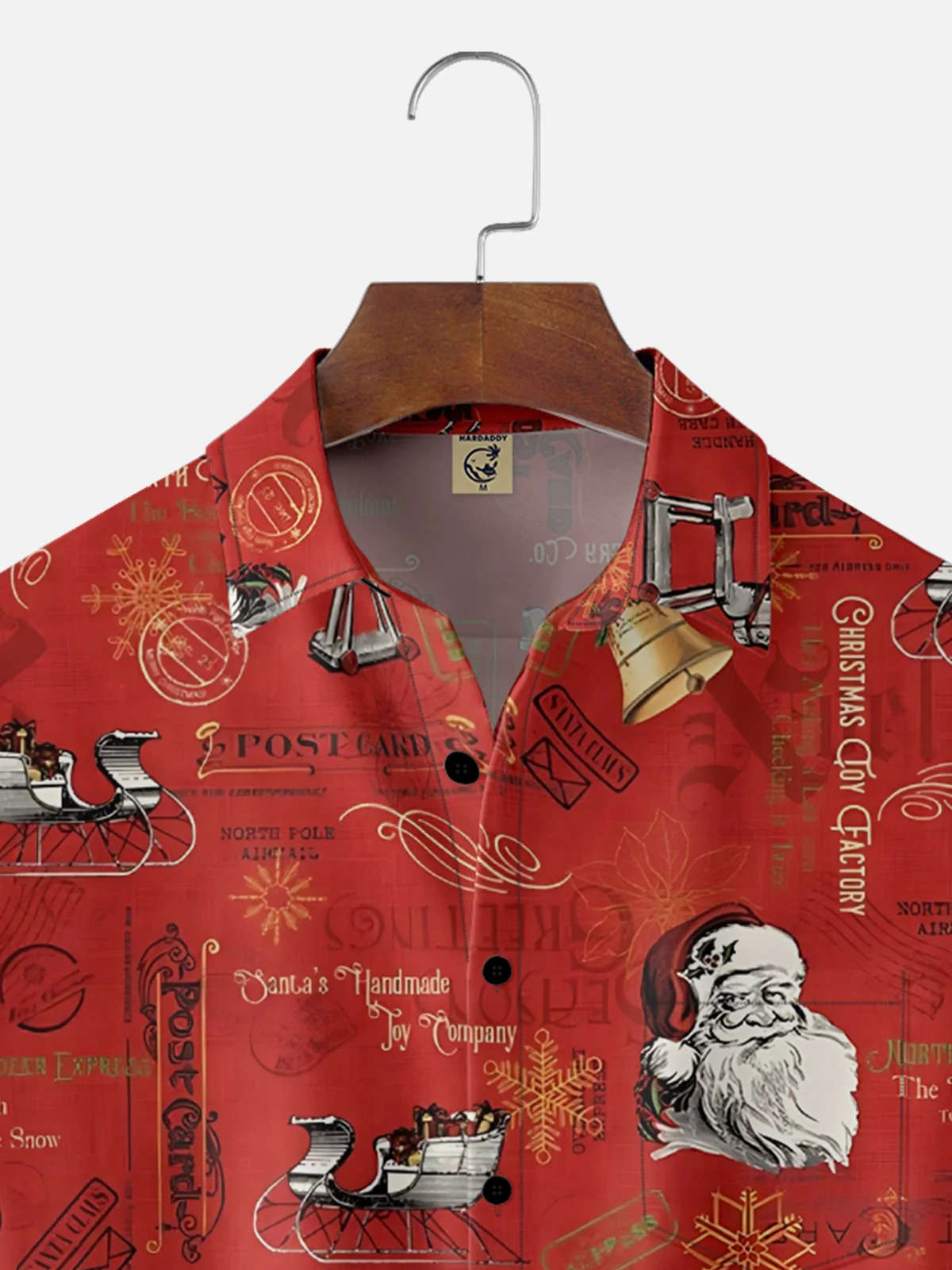 Moisture Wicking Christmas Santa Chest Pocket Hawaiian Shirt